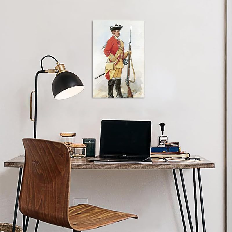 British Army Soldier Portrait Canvas Poster print Picture Wall Art Retro Painting Aesthetics Decor Home Room Bedroom Unframed and Framed (08×12inch Framed)