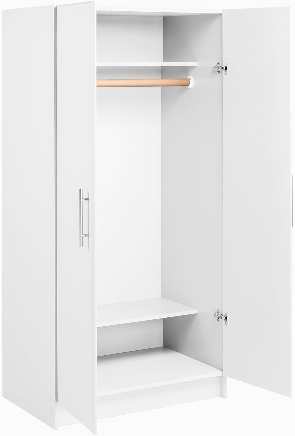 Prepac Armoir, Elite 32"W x 65"H x 24.5"D White Wardrobe Closet & Cabinet - Functional Clothes Storage with Hanging Rail, Armoire Wardrobe