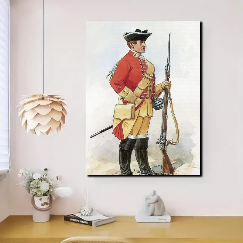 British Army Soldier Portrait Canvas Poster print Picture Wall Art Retro Painting Aesthetics Decor Home Room Bedroom Unframed and Framed (08×12inch Framed)