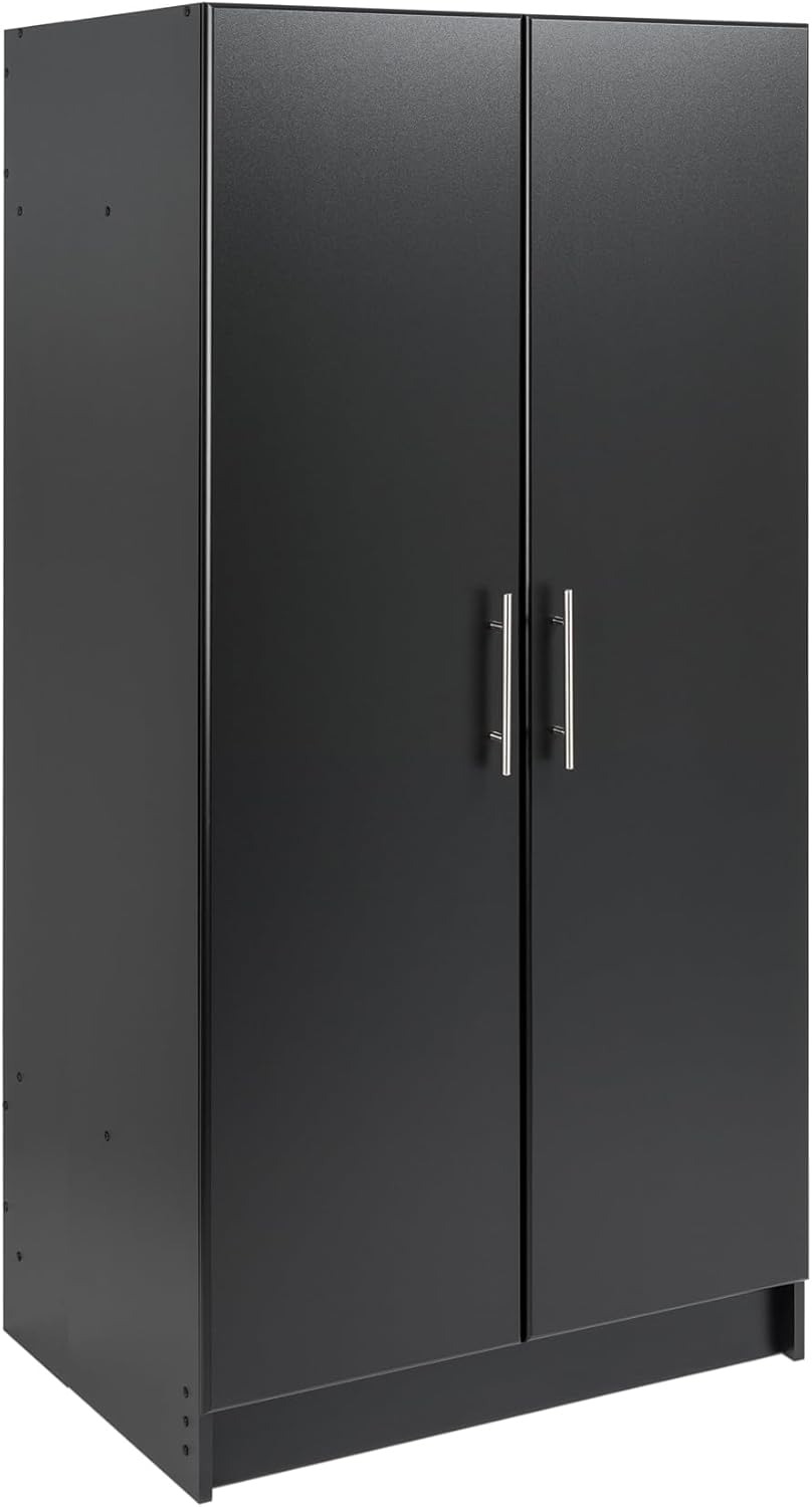 Prepac Armoir, Elite 32"W x 65"H x 24.5"D White Wardrobe Closet & Cabinet - Functional Clothes Storage with Hanging Rail, Armoire Wardrobe