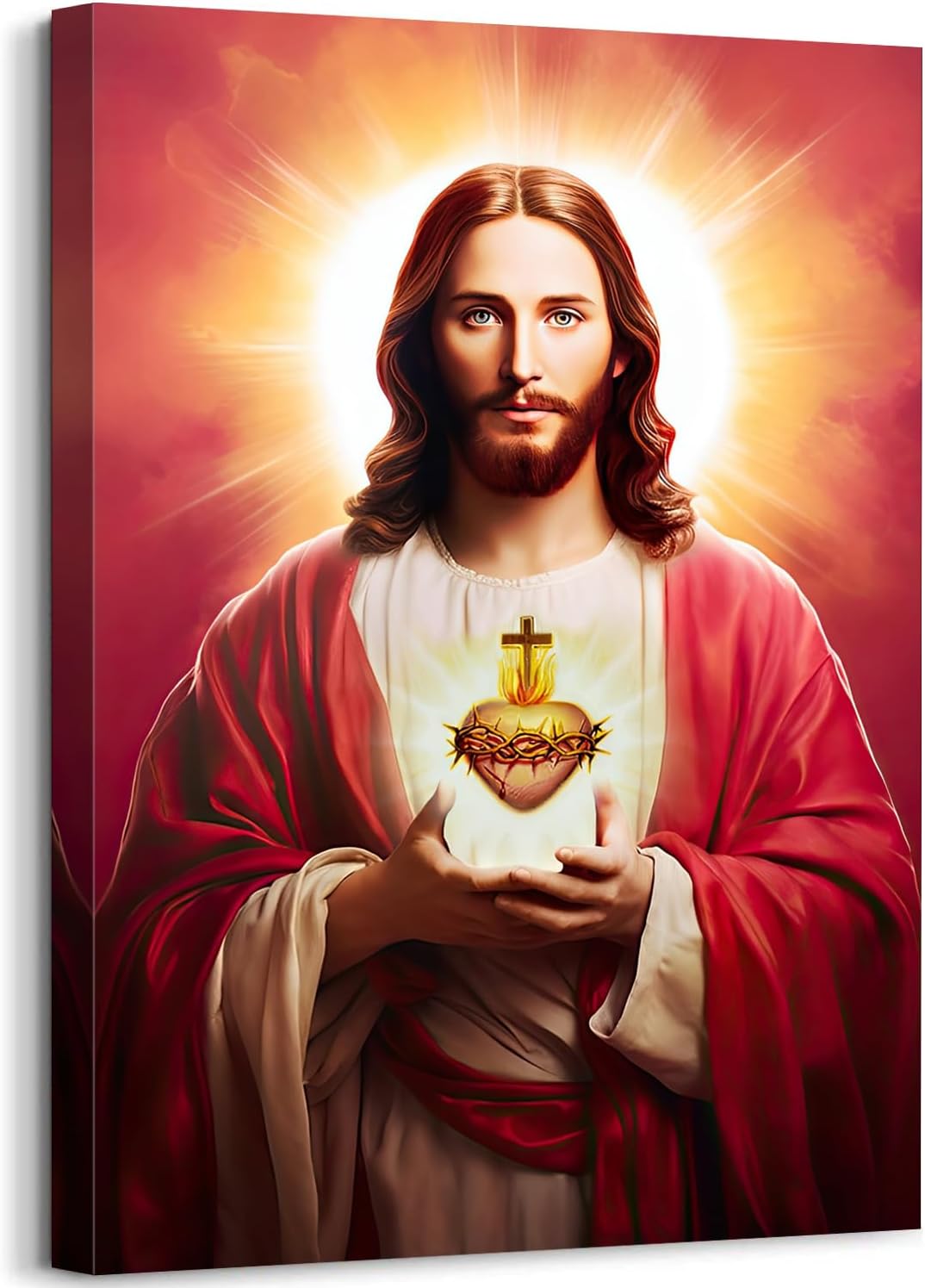GLOKAKA Jesus Christ Crown of Thorns Wall Art Religious Canvas Print Wall Decor Painting Jesus Portrait Picture Poster for Kitchen Living Room Bedroom Home Decor Christian Gift