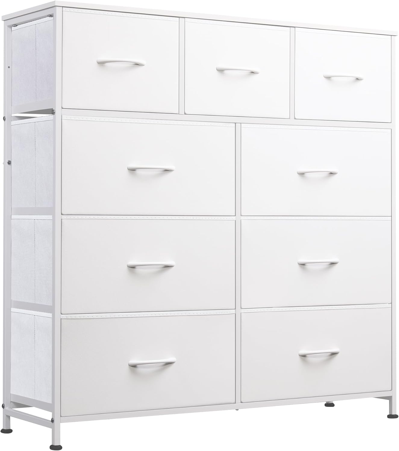 WLIVE 9-Drawer Dresser, Fabric Storage Tower for Bedroom, Hallway, Entryway, Closet, Tall Chest Organizer Unit with Fabric Bins, Steel Frame, Wood Top, Easy Pull Handle, Dark Grey