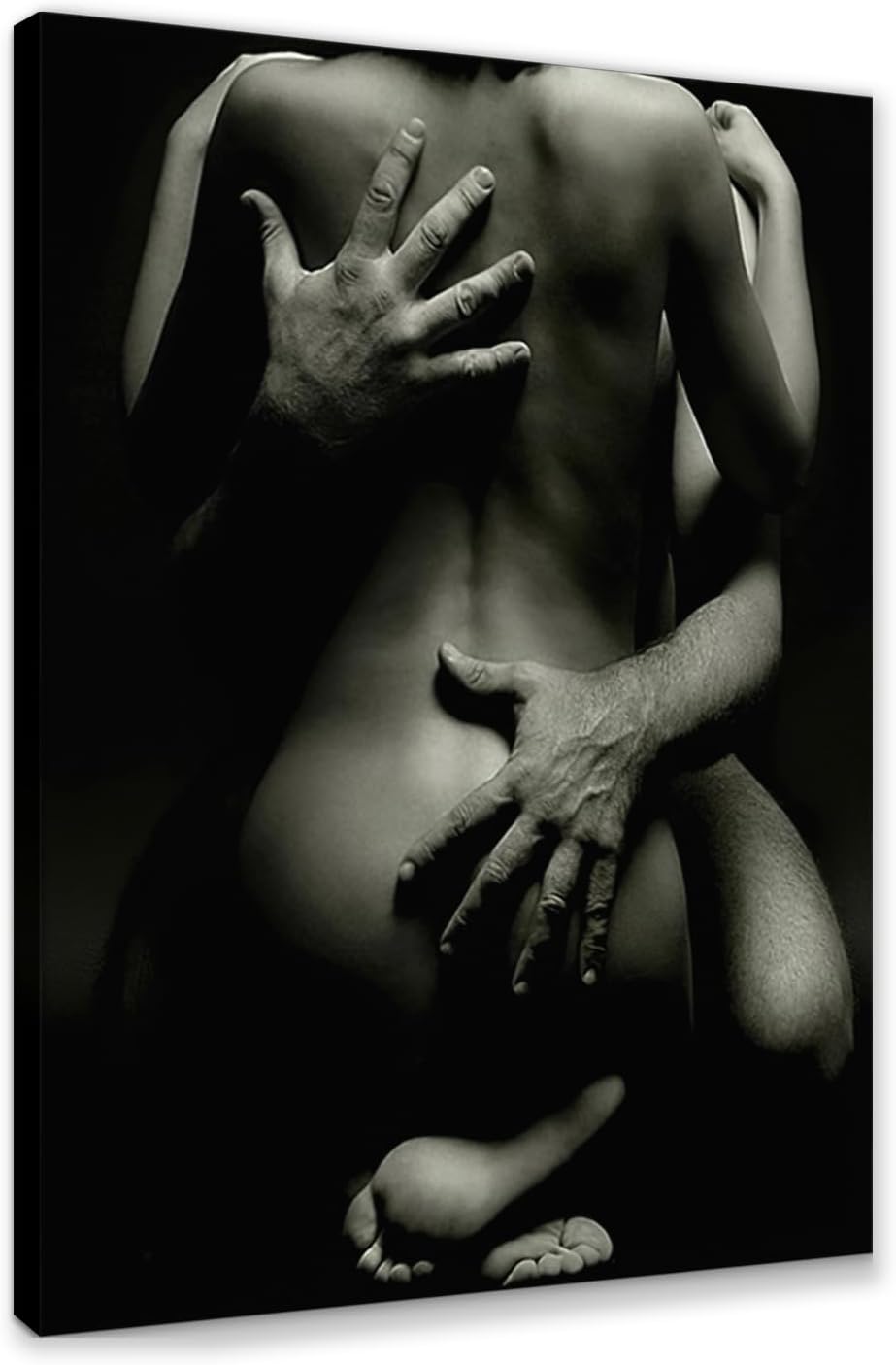 Black and White Sexy Couple Poster Painting Abstract Sexy Couple Canvas Print Nude Woman and Man Portrait Painting for Bedroom Wall Decor 24x36in
