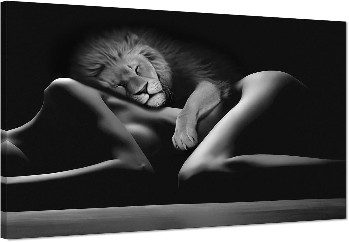 Black and White Sexy Couple Poster Painting Abstract Sexy Couple Canvas Print Nude Woman and Man Portrait Painting for Bedroom Wall Decor 24x36in