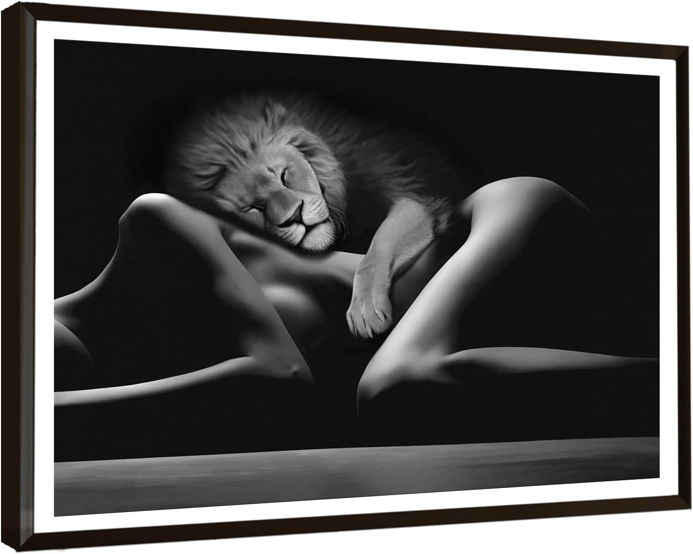 Black and White Sexy Couple Poster Painting Abstract Sexy Couple Canvas Print Nude Woman and Man Portrait Painting for Bedroom Wall Decor 24x36in