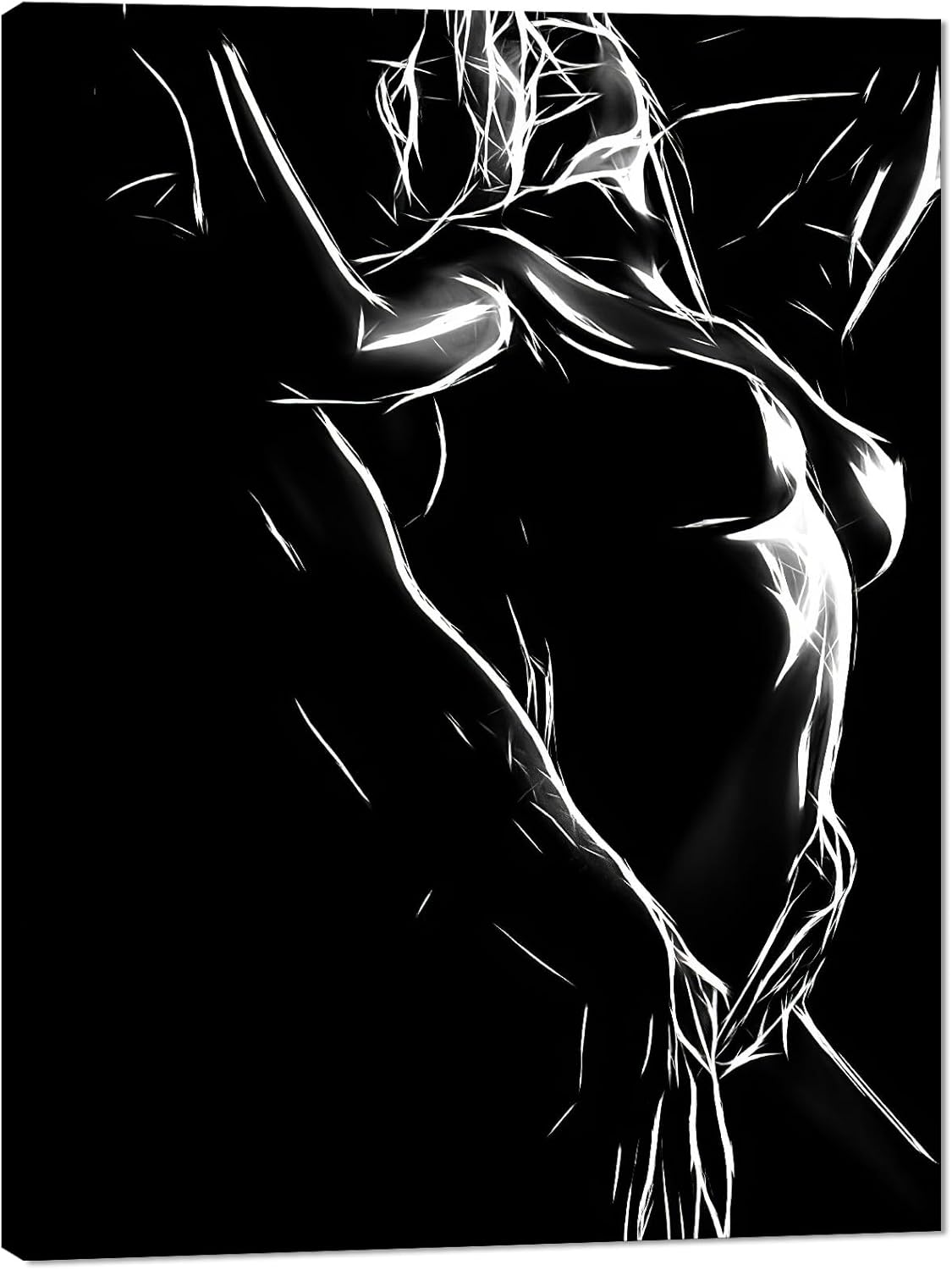 Black and White Sexy Couple Poster Painting Abstract Sexy Couple Canvas Print Nude Woman and Man Portrait Painting for Bedroom Wall Decor 24x36in