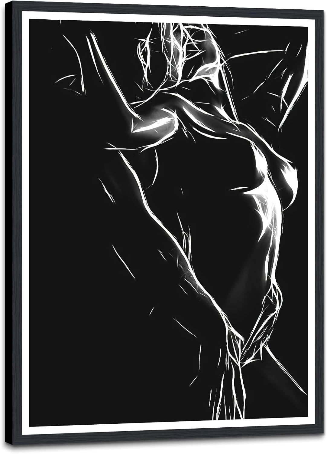 Black and White Sexy Couple Poster Painting Abstract Sexy Couple Canvas Print Nude Woman and Man Portrait Painting for Bedroom Wall Decor 24x36in