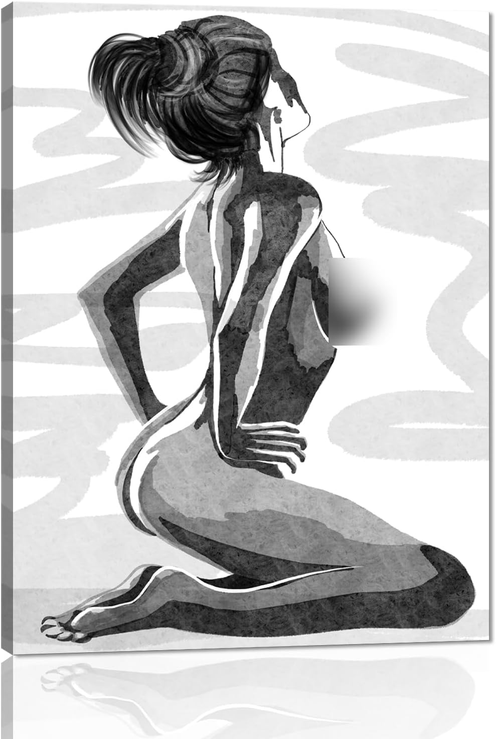 Black and White Sexy Couple Poster Painting Abstract Sexy Couple Canvas Print Nude Woman and Man Portrait Painting for Bedroom Wall Decor 24x36in