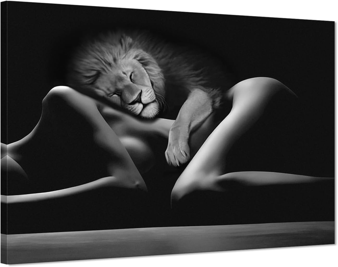 Black and White Sexy Couple Poster Painting Abstract Sexy Couple Canvas Print Nude Woman and Man Portrait Painting for Bedroom Wall Decor 24x36in