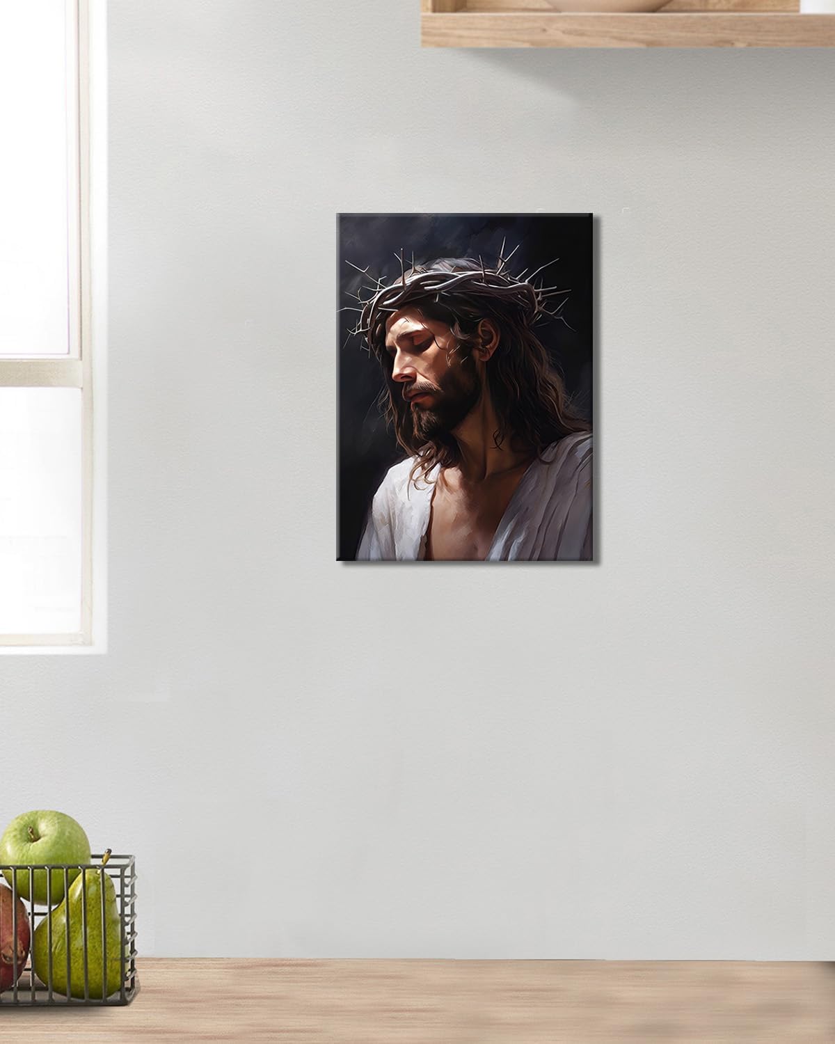 GLOKAKA Jesus Christ Crown of Thorns Wall Art Religious Canvas Print Wall Decor Painting Jesus Portrait Picture Poster for Kitchen Living Room Bedroom Home Decor Christian Gift
