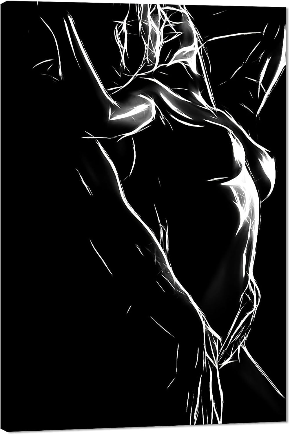 Black and White Sexy Couple Poster Painting Abstract Sexy Couple Canvas Print Nude Woman and Man Portrait Painting for Bedroom Wall Decor 24x36in