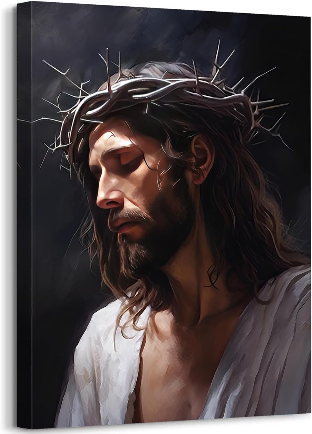 GLOKAKA Jesus Christ Crown of Thorns Wall Art Religious Canvas Print Wall Decor Painting Jesus Portrait Picture Poster for Kitchen Living Room Bedroom Home Decor Christian Gift