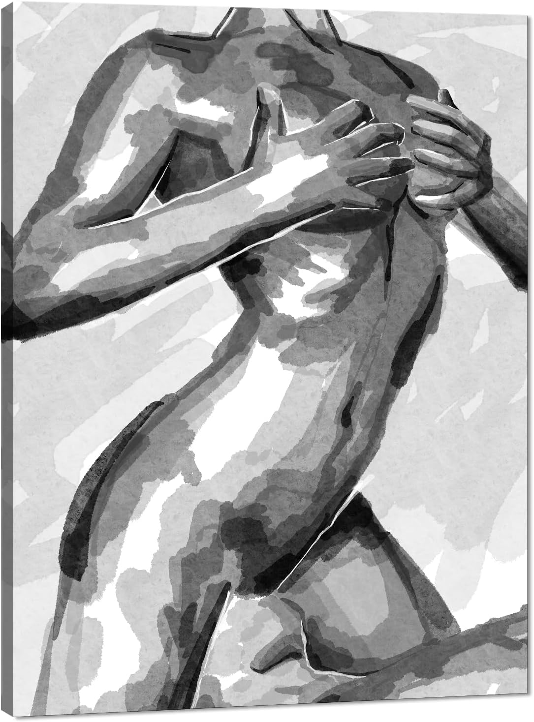 Black and White Sexy Couple Poster Painting Abstract Sexy Couple Canvas Print Nude Woman and Man Portrait Painting for Bedroom Wall Decor 24x36in