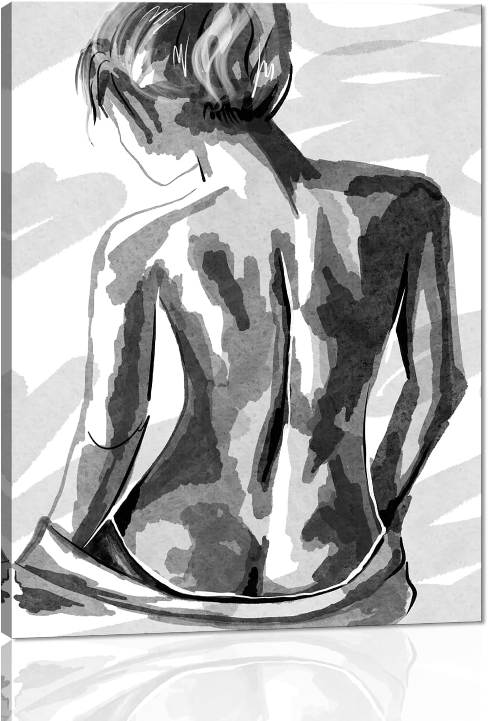 Black and White Sexy Couple Poster Painting Abstract Sexy Couple Canvas Print Nude Woman and Man Portrait Painting for Bedroom Wall Decor 24x36in