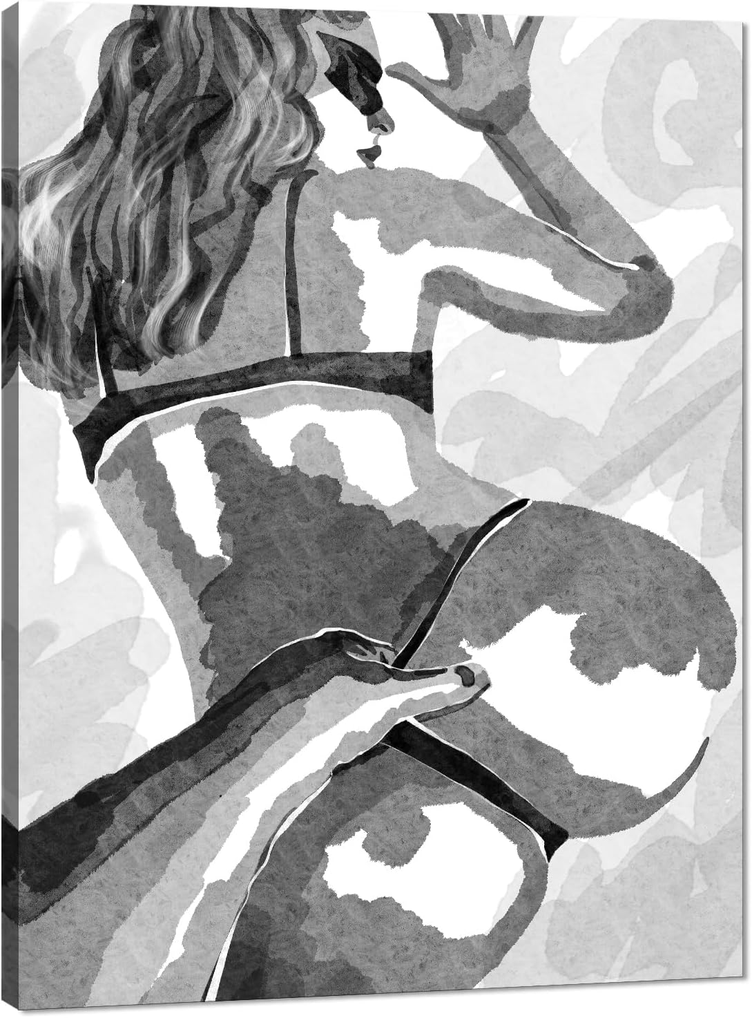 Black and White Sexy Couple Poster Painting Abstract Sexy Couple Canvas Print Nude Woman and Man Portrait Painting for Bedroom Wall Decor 24x36in