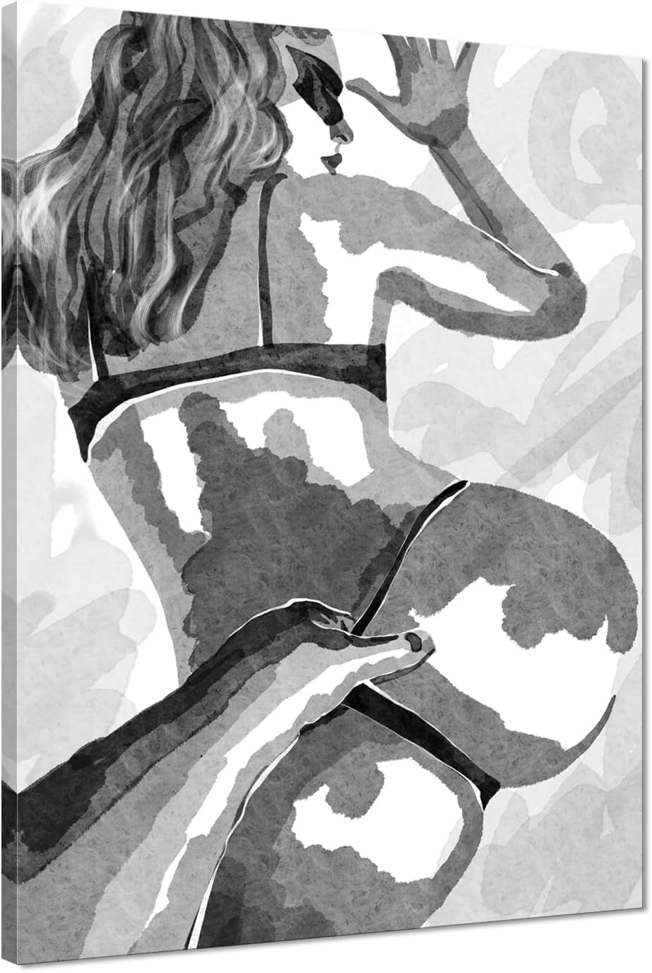 Black and White Sexy Couple Poster Painting Abstract Sexy Couple Canvas Print Nude Woman and Man Portrait Painting for Bedroom Wall Decor 24x36in