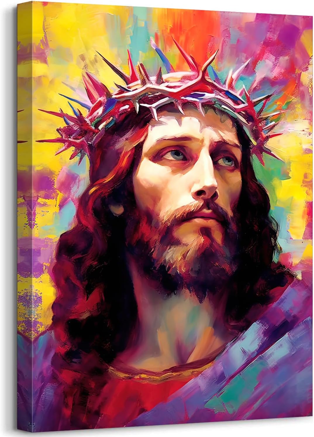 GLOKAKA Jesus Christ Crown of Thorns Wall Art Religious Canvas Print Wall Decor Painting Jesus Portrait Picture Poster for Kitchen Living Room Bedroom Home Decor Christian Gift