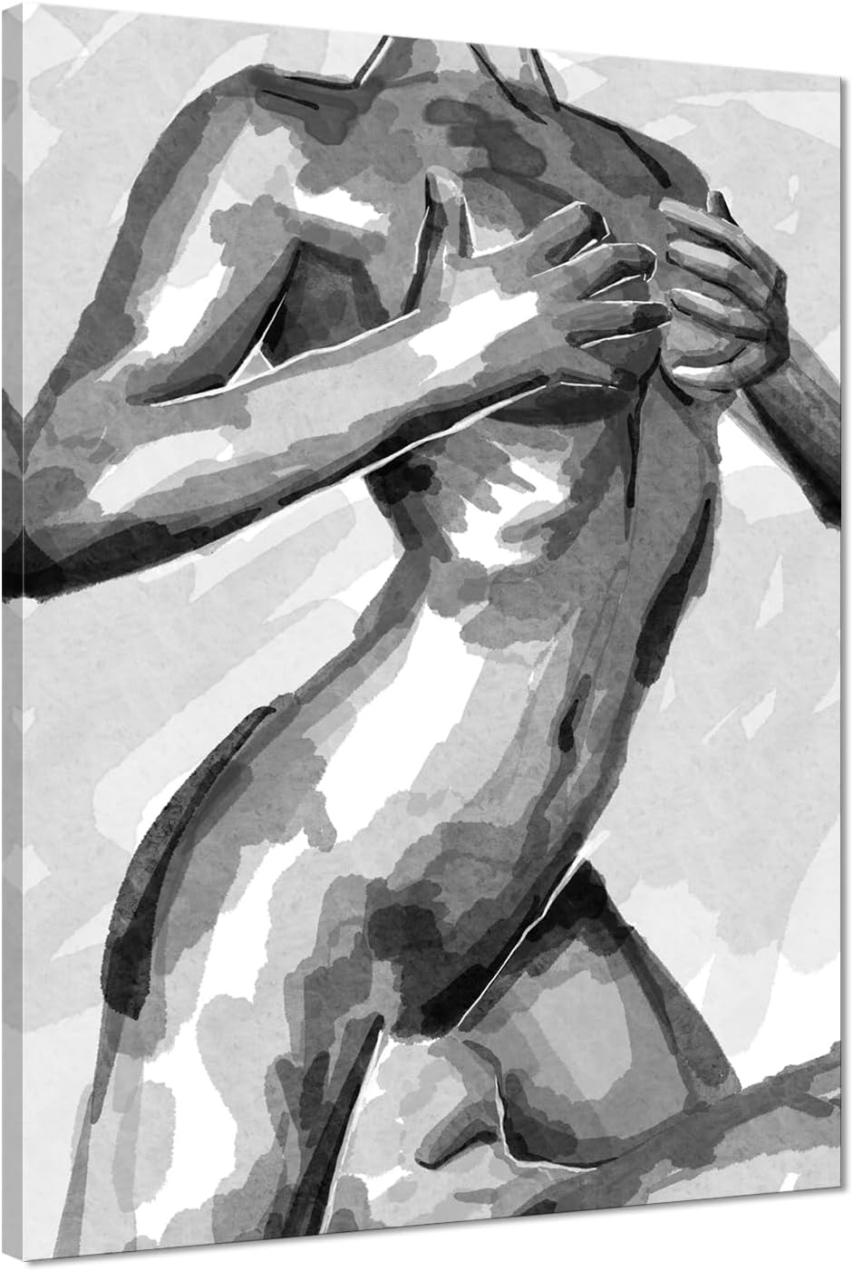 Black and White Sexy Couple Poster Painting Abstract Sexy Couple Canvas Print Nude Woman and Man Portrait Painting for Bedroom Wall Decor 24x36in
