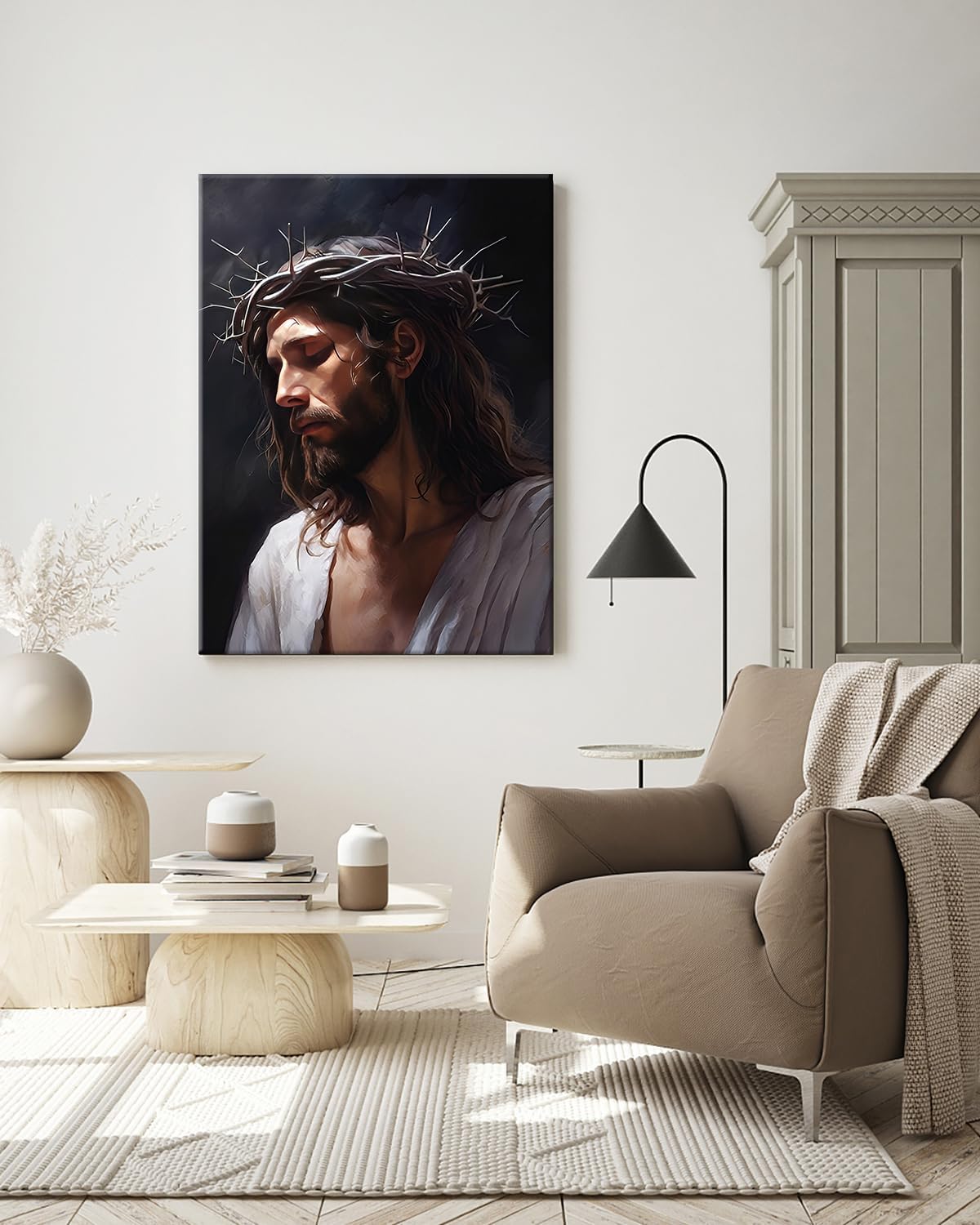 GLOKAKA Jesus Christ Crown of Thorns Wall Art Religious Canvas Print Wall Decor Painting Jesus Portrait Picture Poster for Kitchen Living Room Bedroom Home Decor Christian Gift