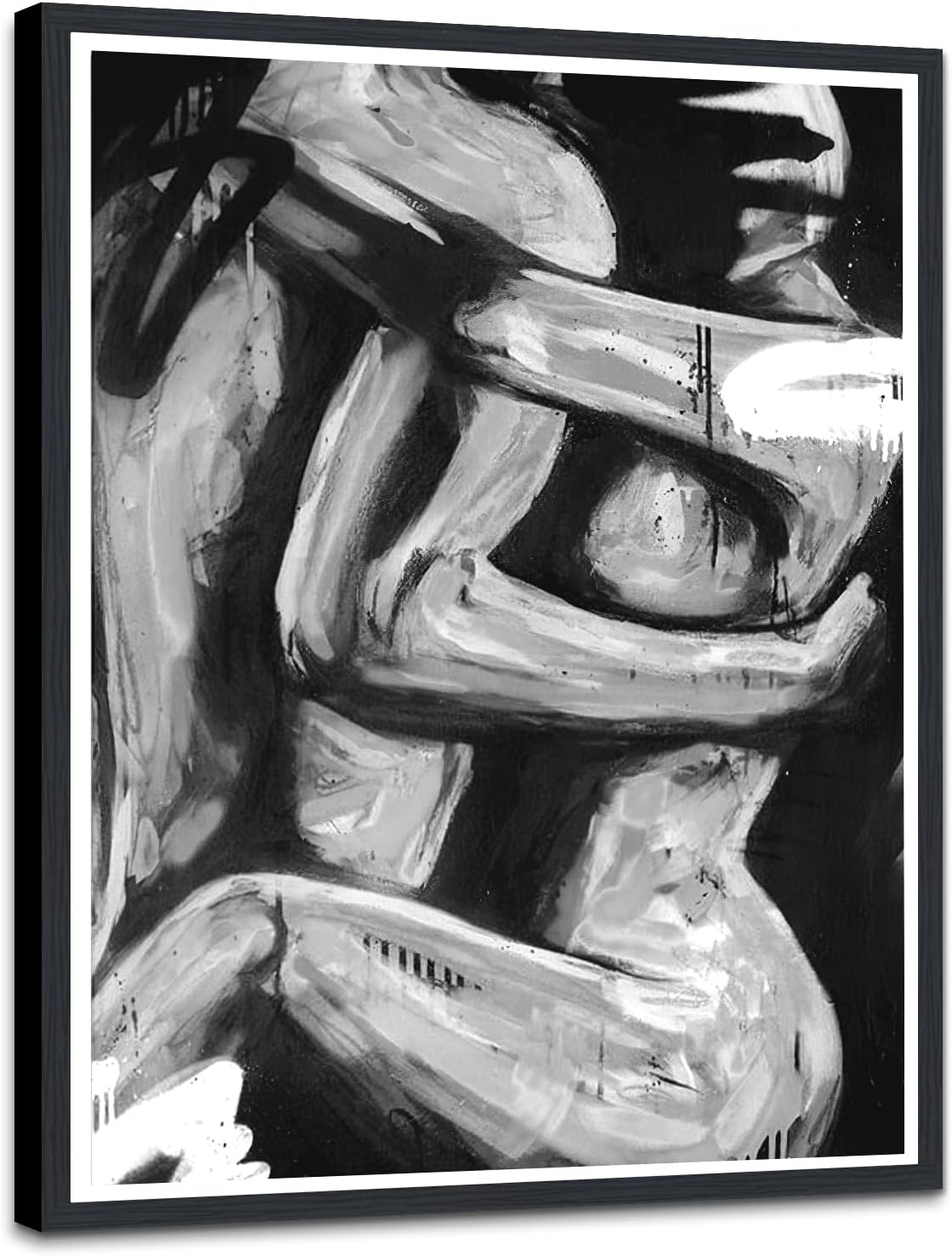 Black and White Sexy Couple Poster Painting Abstract Sexy Couple Canvas Print Nude Woman and Man Portrait Painting for Bedroom Wall Decor 24x36in