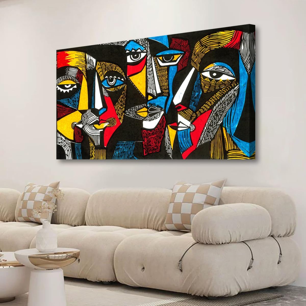 Abstract Human Face Canvas Wall Art for Living room Office Bedroom Special Wall Art Print Paintings Black and white portrait Pictures Boho Wall Decor Artwork Waterproof Ready to Hang - 20in * 40inch