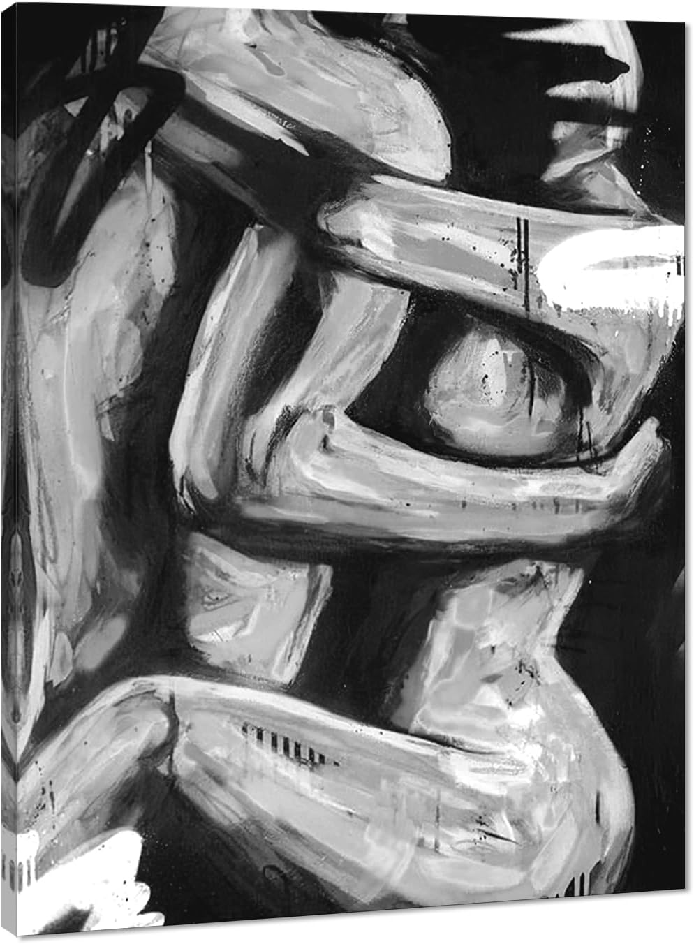 Black and White Sexy Couple Poster Painting Abstract Sexy Couple Canvas Print Nude Woman and Man Portrait Painting for Bedroom Wall Decor 24x36in
