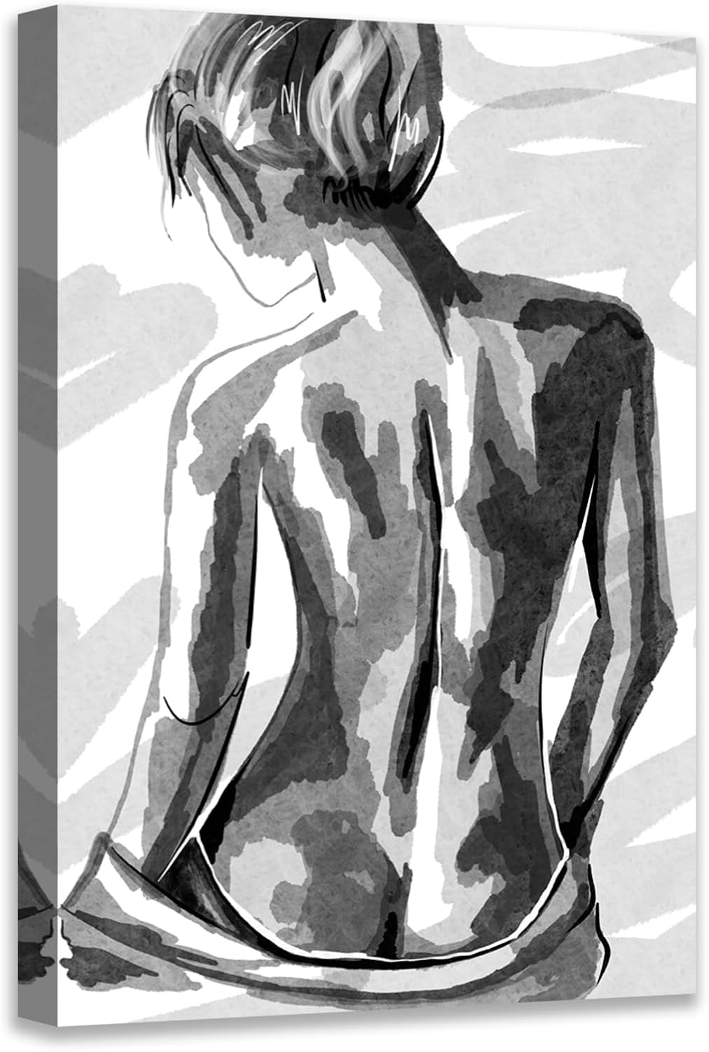 Black and White Sexy Couple Poster Painting Abstract Sexy Couple Canvas Print Nude Woman and Man Portrait Painting for Bedroom Wall Decor 24x36in