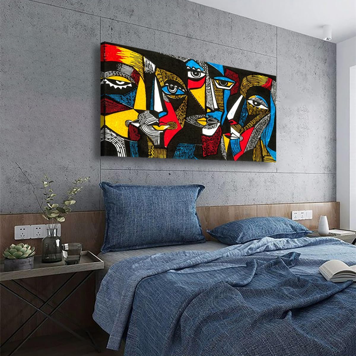 Abstract Human Face Canvas Wall Art for Living room Office Bedroom Special Wall Art Print Paintings Black and white portrait Pictures Boho Wall Decor Artwork Waterproof Ready to Hang - 20in * 40inch