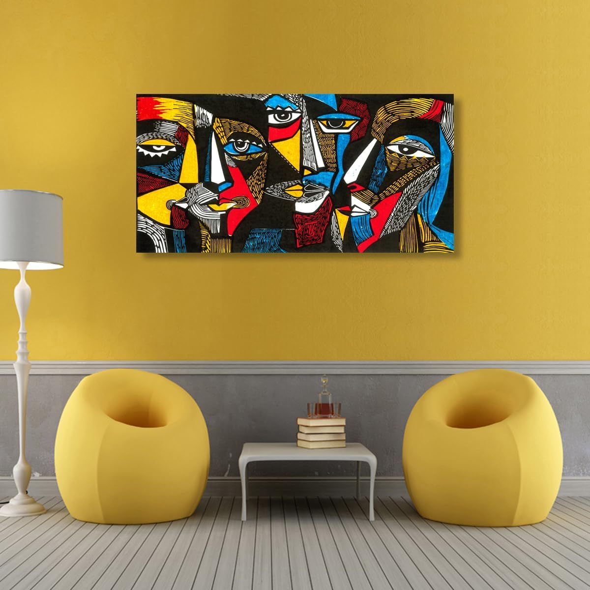 Abstract Human Face Canvas Wall Art for Living room Office Bedroom Special Wall Art Print Paintings Black and white portrait Pictures Boho Wall Decor Artwork Waterproof Ready to Hang - 20in * 40inch