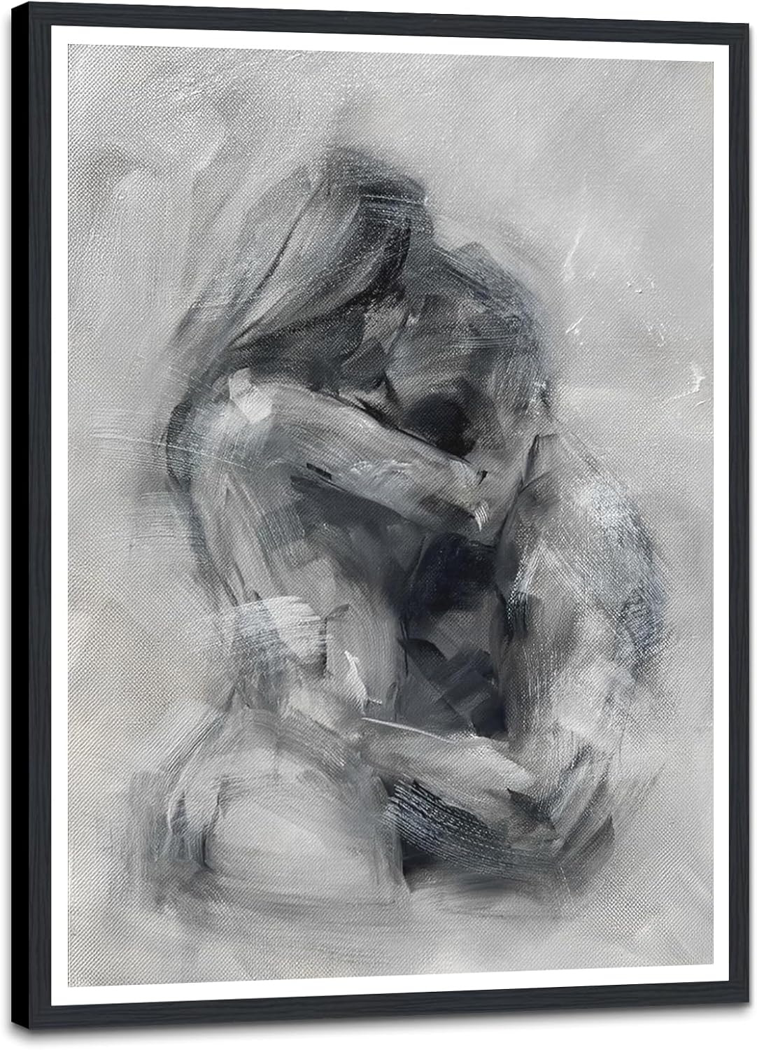 Black and White Sexy Couple Poster Painting Abstract Sexy Couple Canvas Print Nude Woman and Man Portrait Painting for Bedroom Wall Decor 24x36in