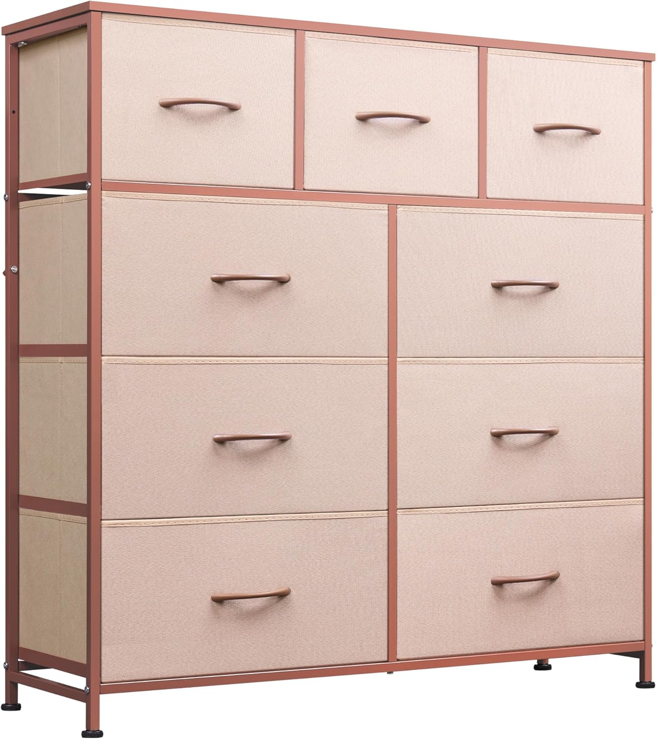 WLIVE 9-Drawer Dresser, Fabric Storage Tower for Bedroom, Hallway, Entryway, Closet, Tall Chest Organizer Unit with Fabric Bins, Steel Frame, Wood Top, Easy Pull Handle, Dark Grey