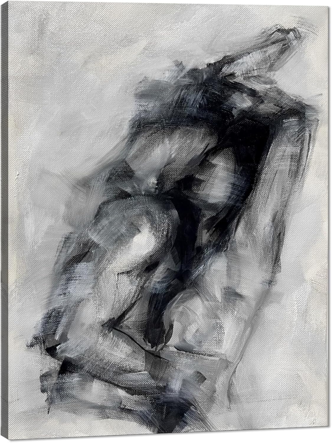 Black and White Sexy Couple Poster Painting Abstract Sexy Couple Canvas Print Nude Woman and Man Portrait Painting for Bedroom Wall Decor 24x36in