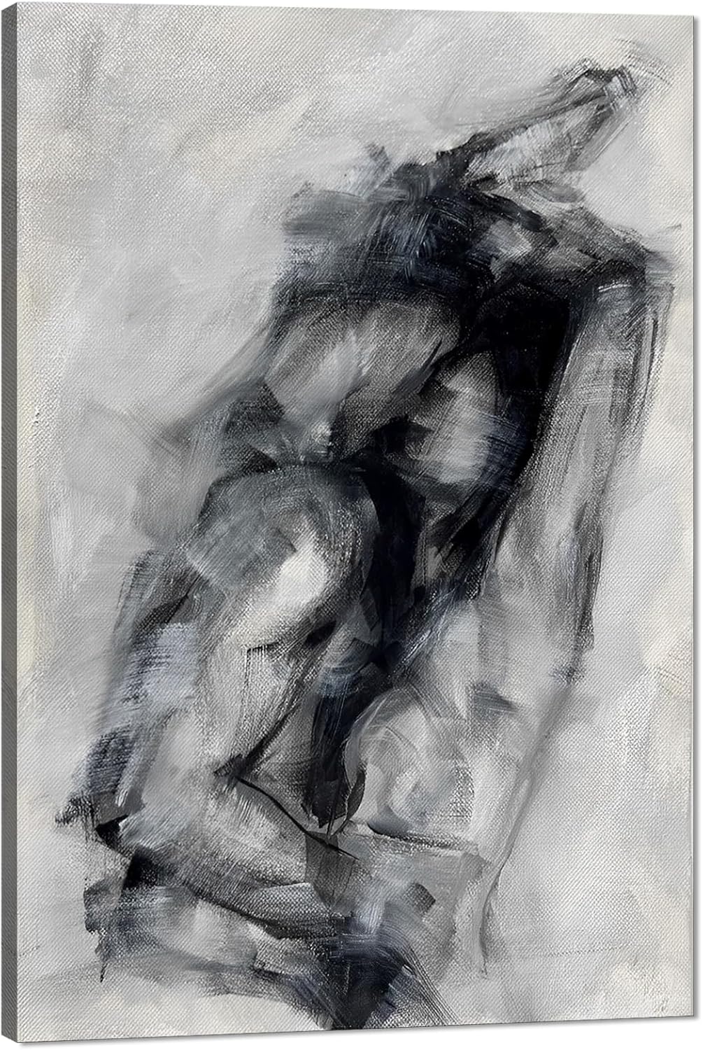 Black and White Sexy Couple Poster Painting Abstract Sexy Couple Canvas Print Nude Woman and Man Portrait Painting for Bedroom Wall Decor 24x36in