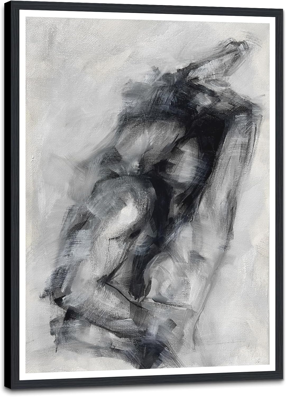 Black and White Sexy Couple Poster Painting Abstract Sexy Couple Canvas Print Nude Woman and Man Portrait Painting for Bedroom Wall Decor 24x36in