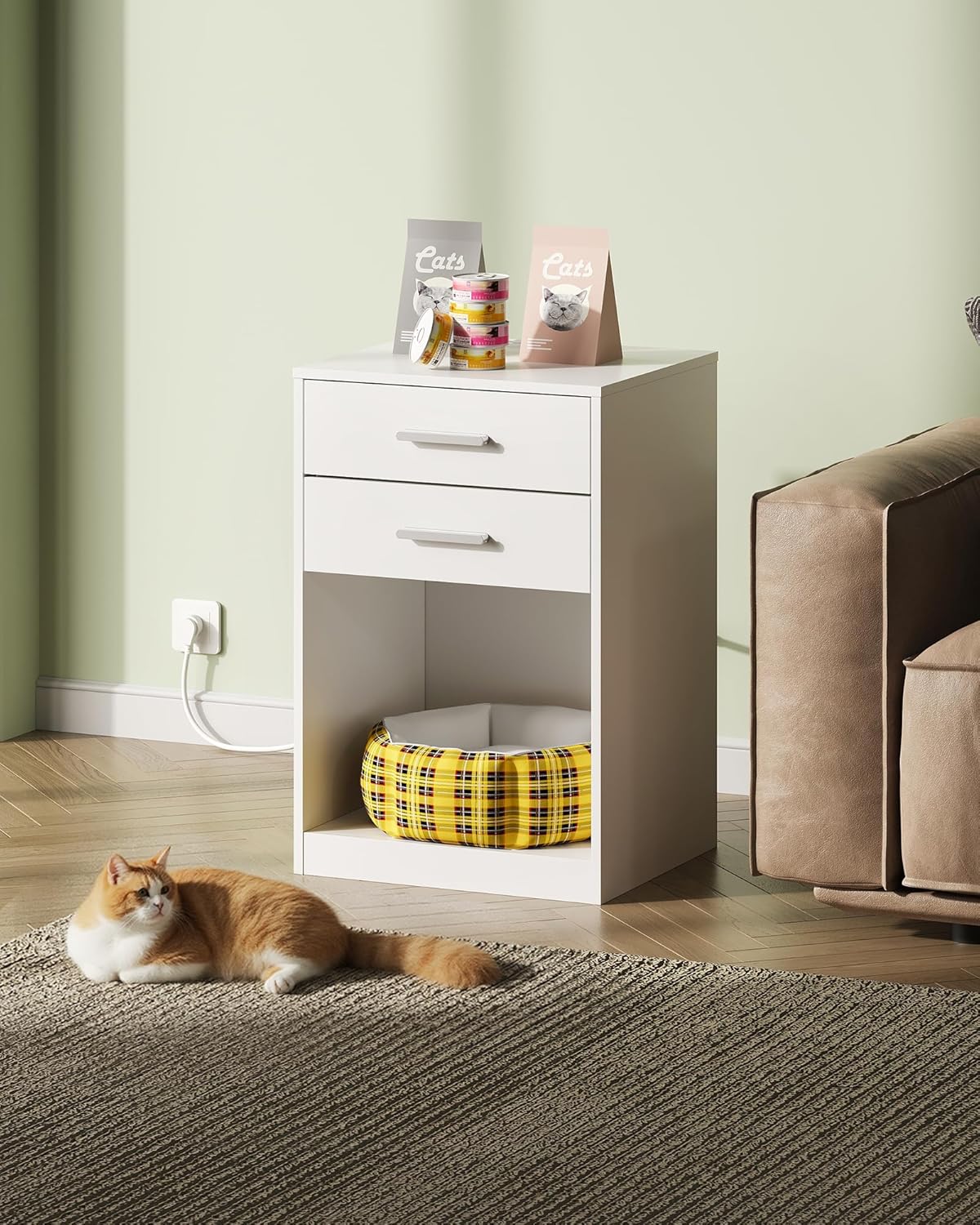 WLIVE Night Stand Set of 2 with Charging Station, Nightstands with Wood Drawers and Open Shelf, Bed Side Tables Living Room, Bedroom, Modern End Table Set 2, White