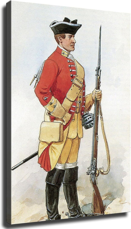 British Army Soldier Portrait Canvas Poster print Picture Wall Art Retro Painting Aesthetics Decor Home Room Bedroom Unframed and Framed (08×12inch Framed)