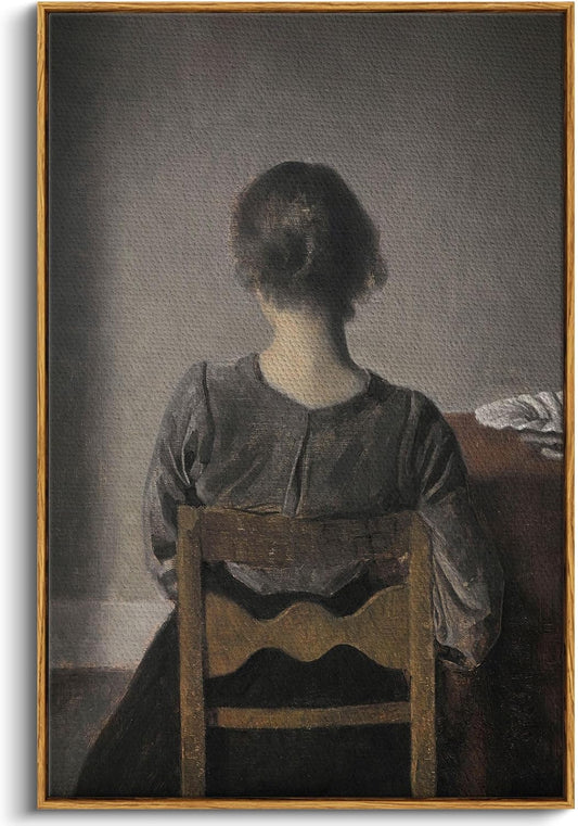 InSimSea Framed Canvas Prints Art Vintage Decor, Classical Women Portrait Painting, Large Prints Artwork, Retro Wall Decor for Bedroom Living Room Home Office Farmhouse Bathroom, 24"x36"